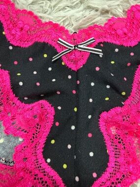 2011 NWT Victoria’s Secret SLT Black Multicolor Polka Dot Neon Pink CheekyY2K XS